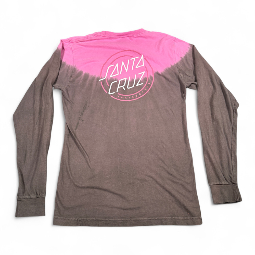 Santa Cruz Shirt Adult SMALL Pink Gray Tie Dye Two Tone Long Sleeve Skater